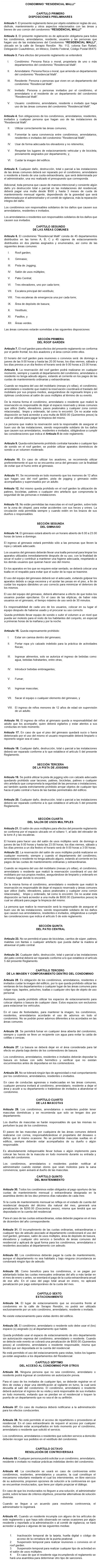 Reglamento del condominio